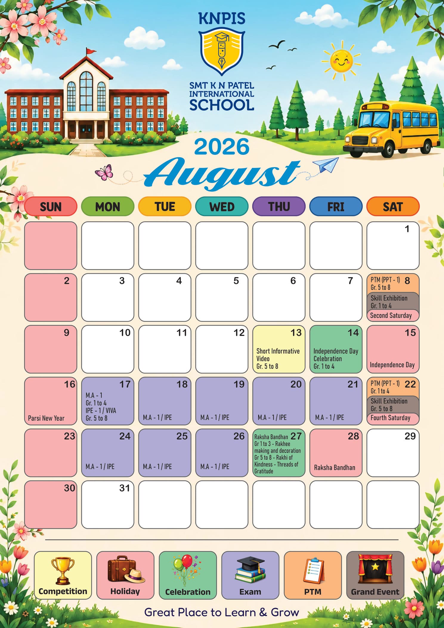 Academic Calendar 2026–27 – August