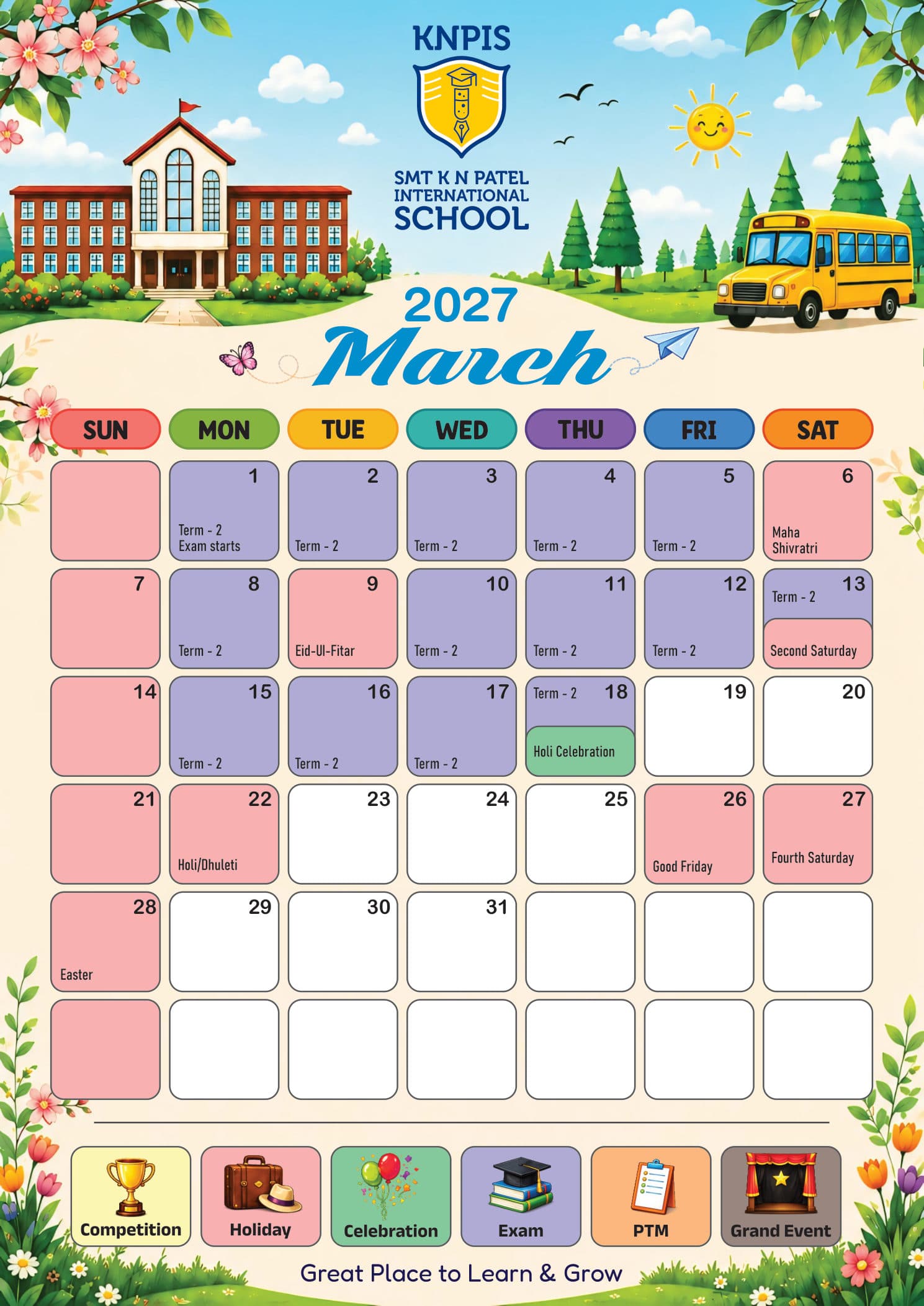 Academic Calendar 2026–27 – March